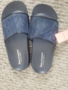 NWT Juicy Couture Navy Logo Slide Sandals